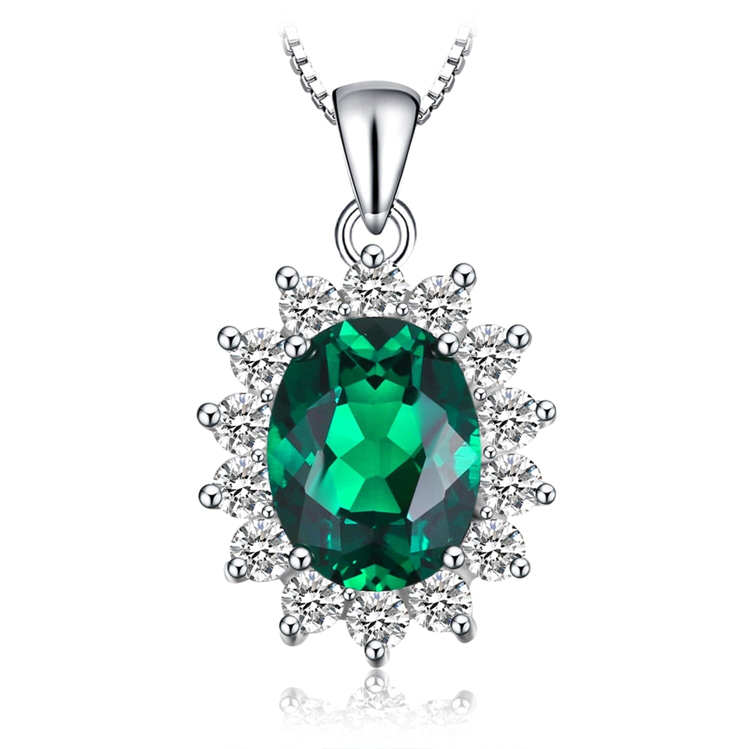Princess Diana Blue Sapphire Silver Pendant Only0Simulated Emerald925 Sterling Silver