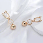 Wbmqda Fashion 585 Rose Gold Color Metal Ball Long Drop Earrings For Women Natural Zircon Setting Wedding Party Fine Jewelry
