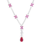 Ruby Crystal Pendant Necklace Small Butterfly