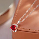 New Romantic Red Natural Zircon Necklace for Women Rose Gold