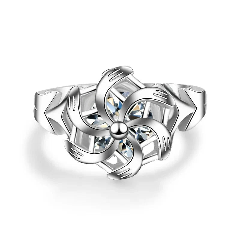 Windmill-Shaped Silver Wedding Ring10Silver