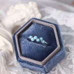 Turquoise Round Four Claw Sapphire Couple Ring