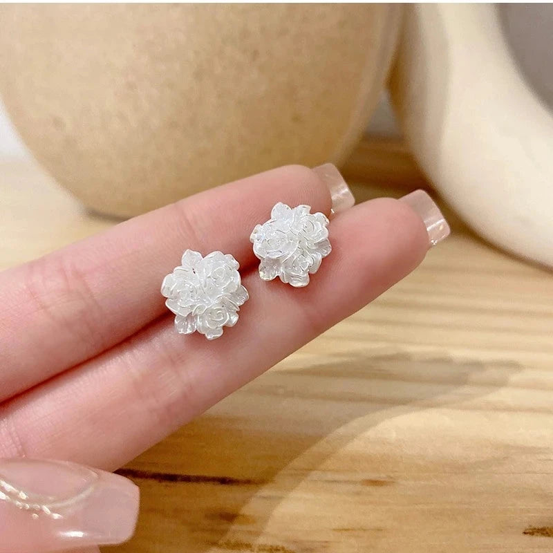 White Flower Stud Earring for Women