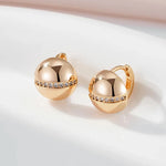 Glossy 585 Gold Color Ball Earrings For Women Natural Zircon