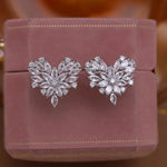14K Gold Plated Zircon Love EarringsSILVER PLATED