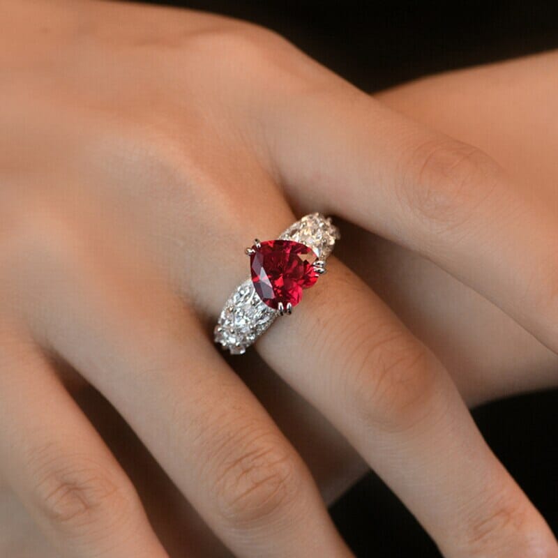 10*10mm Heart Ruby 925 Sterling Silver RingRing
