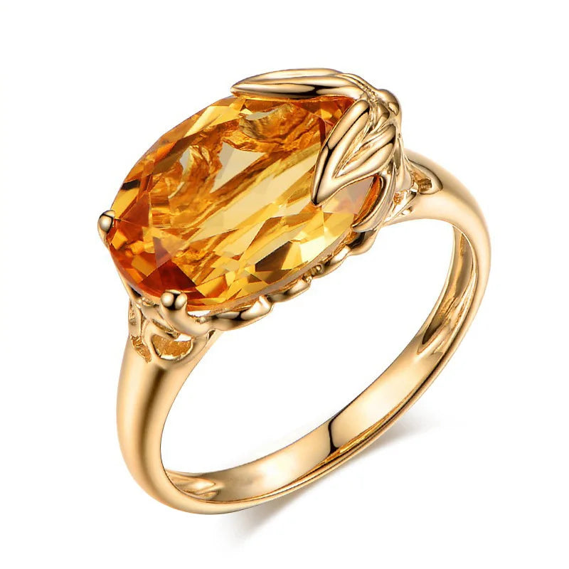 Natural Peridot 18K Gold Rings Gemstone10Yellow
