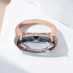 585 Rose Gold Grey Big Oval Zircon Women's Ring