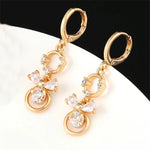 Gold CZ Zirconia Dangle Earrings For Women