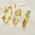 Unisex Tree of Life Bracelet – Gold CZ Luxury Bangle