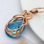 Real 14K Rose Gold 3 Carats Sapphire Stone Pendant Only