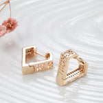 Unique Black White Stone V Shape 585 Rose Gold Earrings For Women