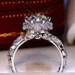 Exquisite Silver Color Inlaid Round Flower Stones for Women