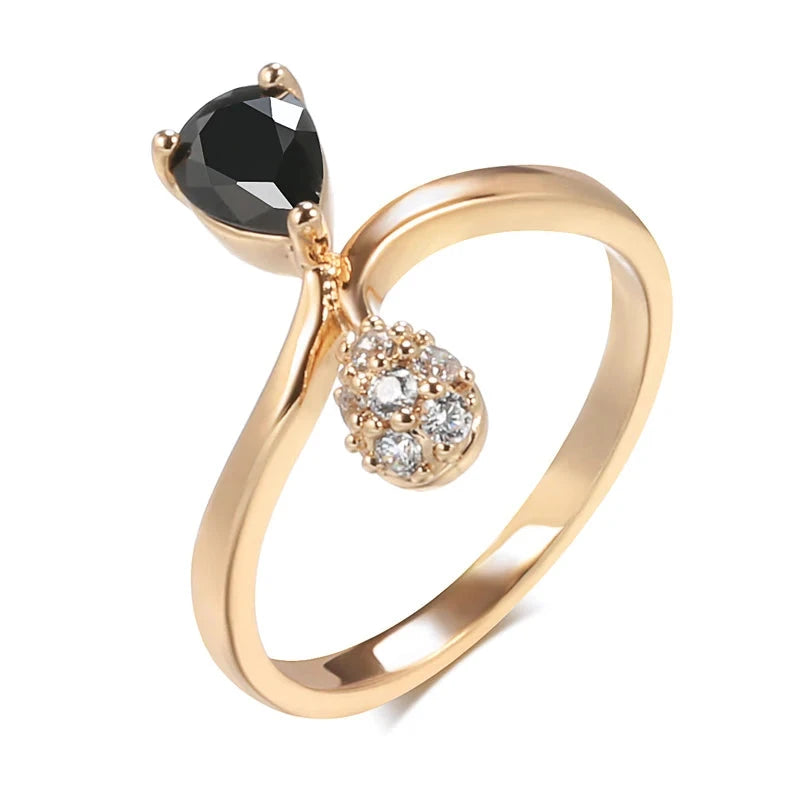 585 Rose Gold High-Quality Black Zircon Ring for Womenblack9