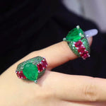 Classic 12x17mm Emerald Main Stone Luxury Pear Ring