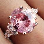 Pink Oval Zircon Ring – Vintage Rose Gold & Silver