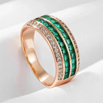 9mm Rose Gold Luxury Green Zircon Ring for Women