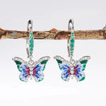 Colorful Enamel Butterfly Drop Earrings for Women