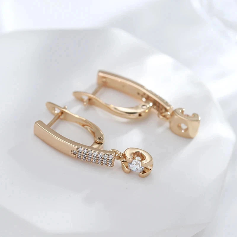 585 Rose Gold Drop Earrings with White Zircon