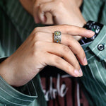 Turquoise Rotating Mens Rings Vintage Ethnic Style