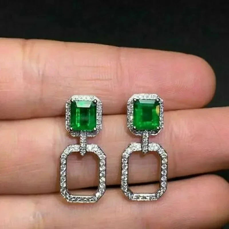 Luxury Green Crystal Drop Earrings – Women's Anniversary GiftE2244