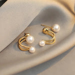 2024 New Retro Light Luxury Pearl Stud Earrings Korean Simple Jewelry Christmas Party Girl's Temperament Accessories For Woman