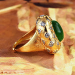Italian Vintage Jewelry Luxury Emerald Green Stone Rings