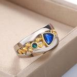 Triangular Green Stone Ring for Women