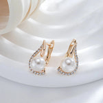 Luxury Rose Gold Geometric Pearl Earrings for Women