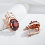 Rose Gold & Black Plating Red Zircon Geometric Earrings for Women