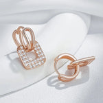 Luxury Rose Gold Zircon Square Drop Earrings for Women