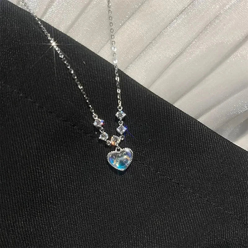 Fashion 925 Sterling Silver Round Zircon Necklace Minimalist Style Charm Choker Pendant Party Gift For Women's Fine Jewelrynecklace