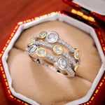 Triple Band Ring Double Color Sparkling Diamond Ring for Women