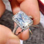 Light luxury Classic 925 sterling silver square Moissanite Ring