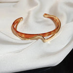 White Shellfish Bracelets Board Bend Metal Bangles Womens Hand Bracelets Geometric C- shaped Opening Bracelets Jewelry Giftscoffee-gold