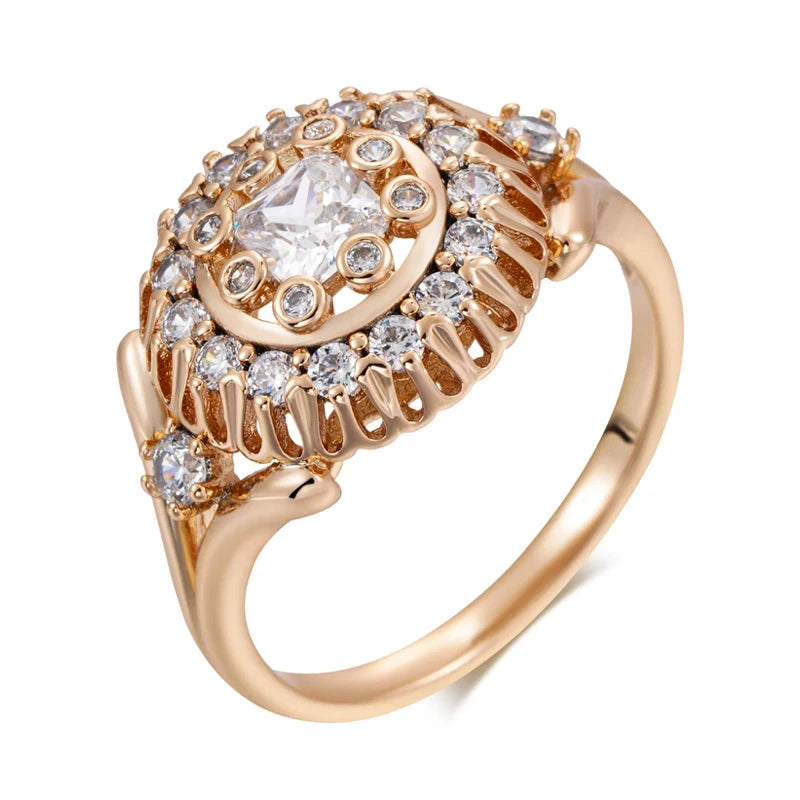 Vintage Rose Gold Flower Ring with ZirconZ11967