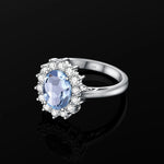 Aquamarine Birthstone Genuine S925 Silver Ring Luxury