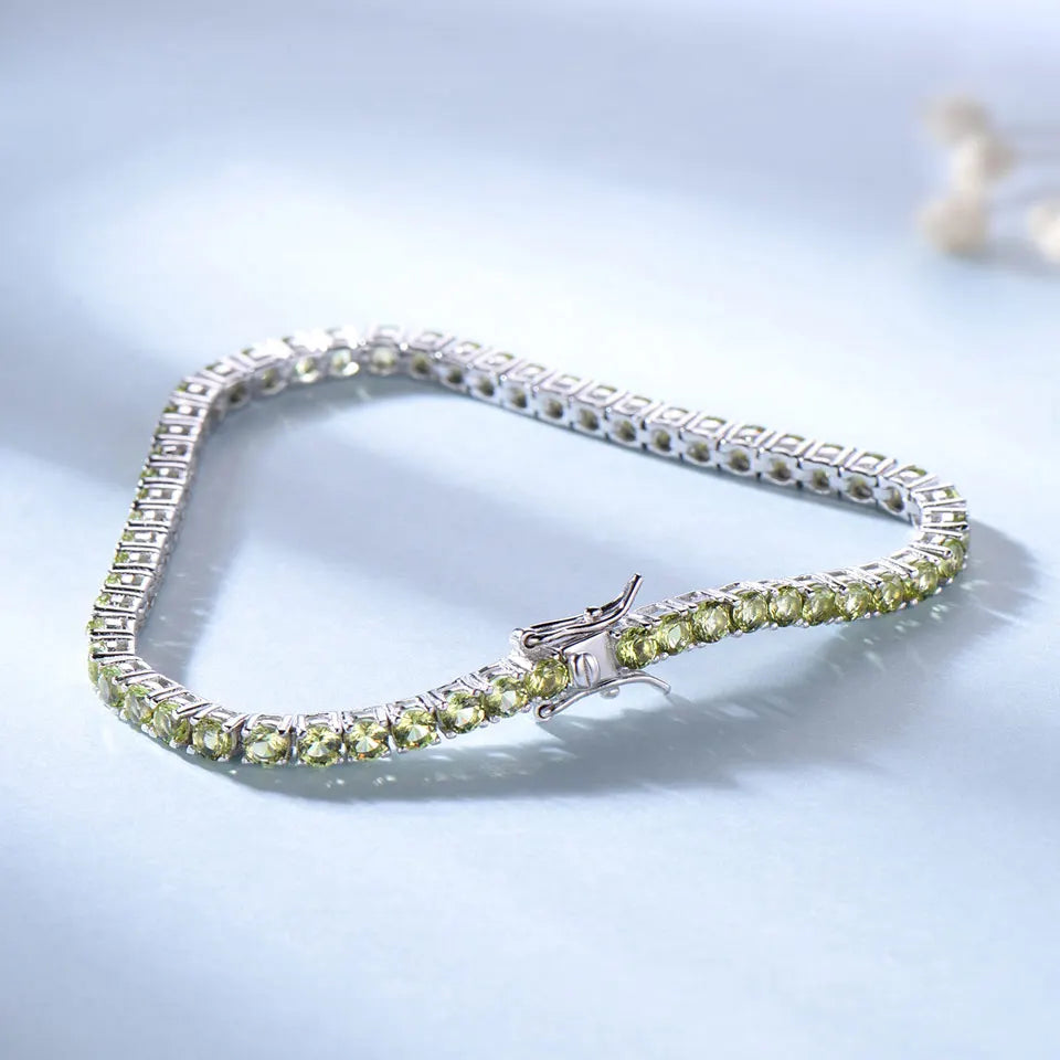 925 Sterling Silver Peridot Tennis Bracelet