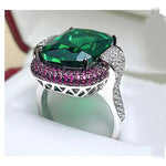 Cocktail Ruby Emerald Ring