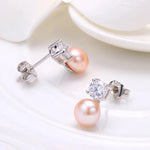 925 Sterling Silver Natural Freshwater Pearl Earrings for Womenpink pearl earring