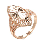 Antique Brass Marquise Lathes-carved Ring for WomenWHITEROSE GOLD COLOR