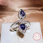 Double Water Drop Sapphire Ring 925 Silver