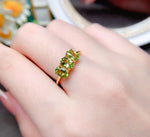 3 Oval Peridot Stones Gold Plated 925 Silver RingRing