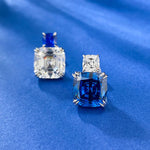 Charms 100% 925 Real Silver 10*10MM Sapphire Lab Diamond Stud Earrings for Women