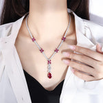 9*14MM Ruby Gemstone Pendant Necklace 925 Sterling SilverNecklace