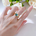 Aquamarine Gemstone Vintage 18K Gold Plated 925 Sterling Silver Ring for Women