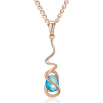 Romantic Rose Gold Blue Zircon Dangle Earrings for WomenH2430