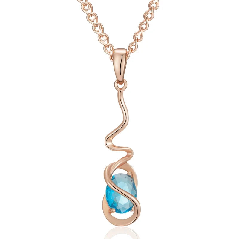 Romantic Rose Gold Blue Zircon Dangle Earrings for WomenH2430