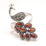 Genuine Solid Sterling Silver Peacock RingResizable