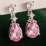 Water Drop Pink Sapphire Earrings for Women